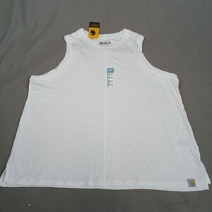 Carhartt Tencel Fiber Series Tank Top Womens XL White Workwear Logo Relaxed Fit